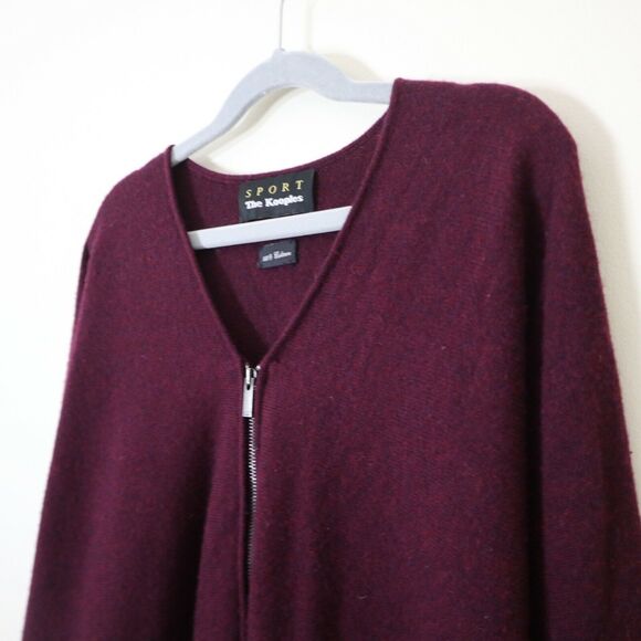 The Kooples Sport Size XS Cashmere Zip Front V Neck Sweater Burgundy Red - Picture 6 of 12